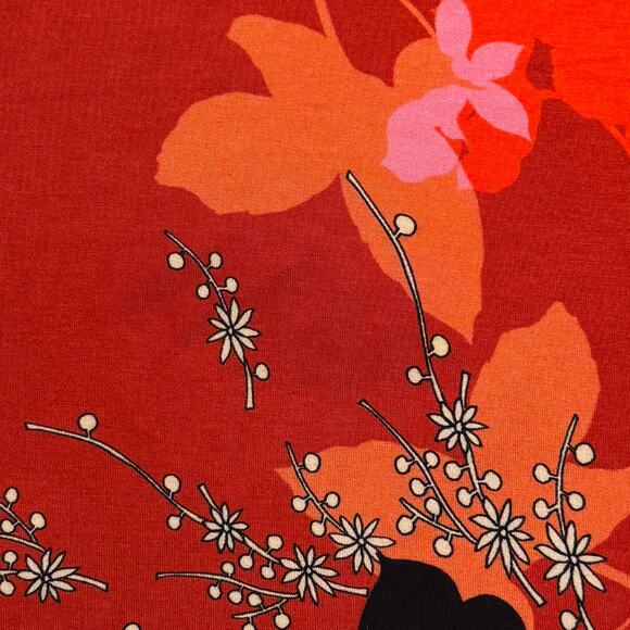 Johnny Was Top 3/4 Sleeve Floral Henley Boho Cottage Maximalist Red Black Large - Picture 5 of 7